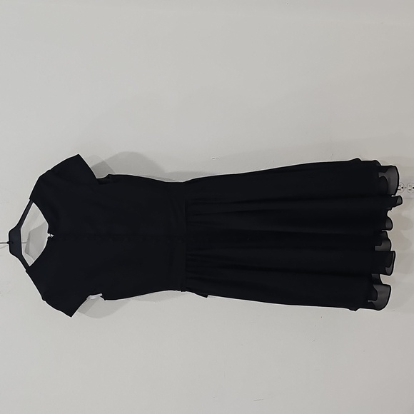 Sunvary Chiffon Black Cocktail Party Dress, back buttons crew neck Size US 6 - Picture 1 of 10